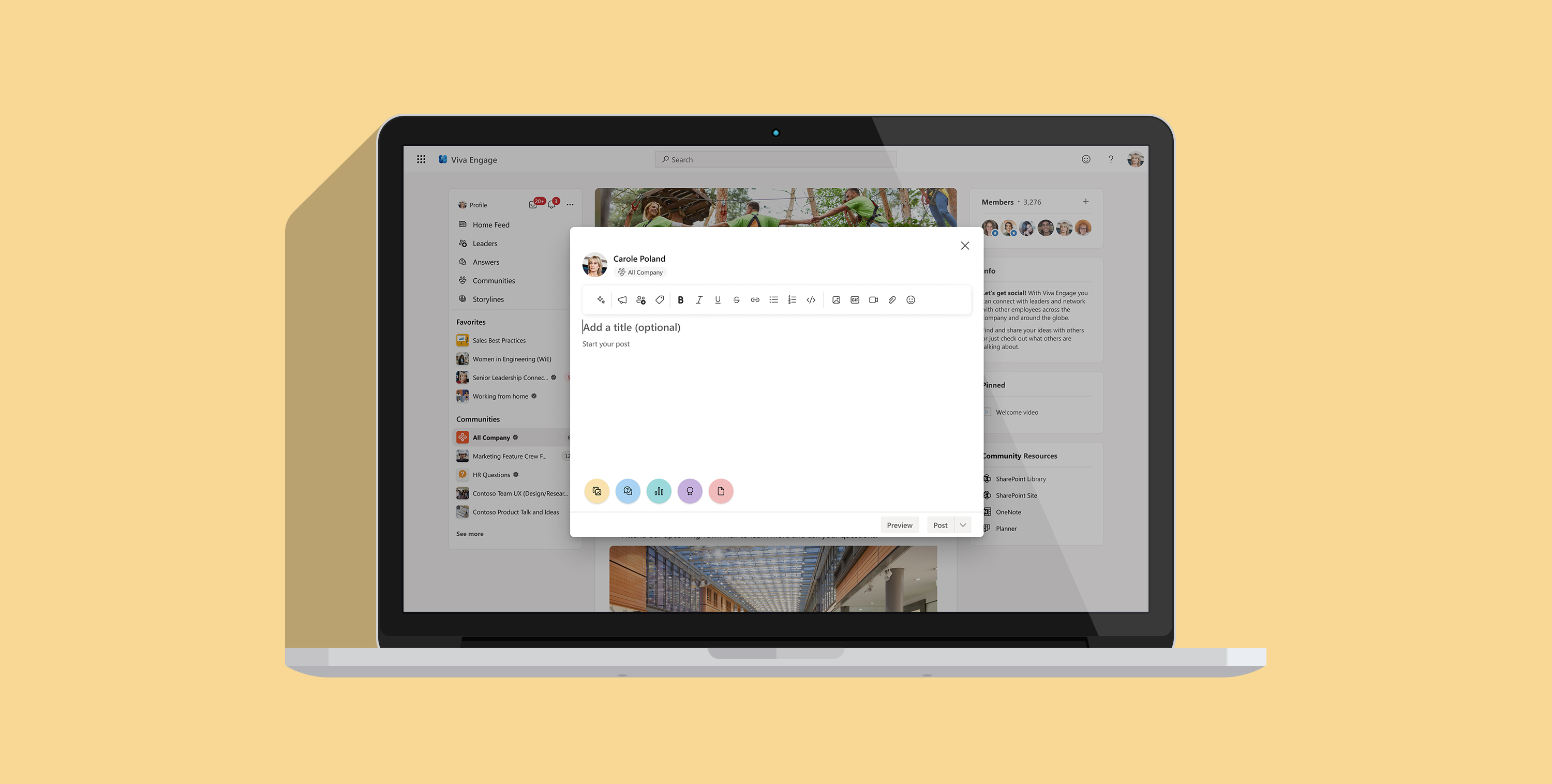 The publisher in Viva Engage by Microsoft